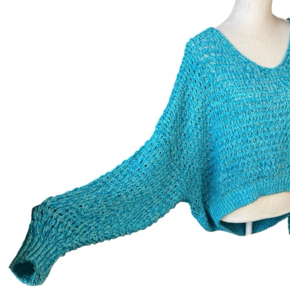 Free people Coconut Loose-Weave V-Neck Sweater chunky beachy coastal boho - Picture 6 of 9